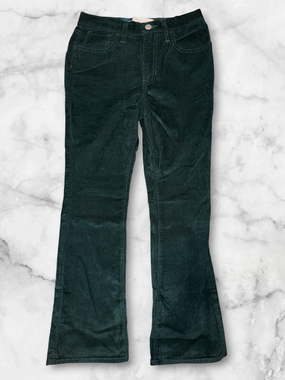 Old Navy High Rise Flare Pants Emerald Green Corduroy Soft Stretch